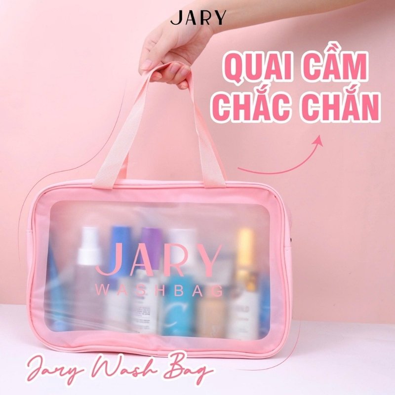 Túi Đựng Mỹ Phẩm Trong Suốt Jary Wash Bag - Size L (Hồng)