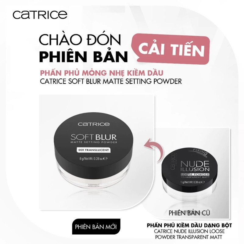 Phấn Phủ Dạng Bột Kiềm Dầu Catrice Soft Blur Matte Setting Powder 8g - 020 Light