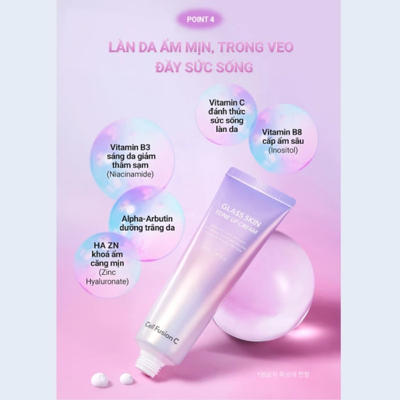 Kem Nâng Tone Làm Trắng Sáng Cấp Ẩm Căng Bóng Da Cell Fusion C Glass Skin Tone Up Cream 50ml
