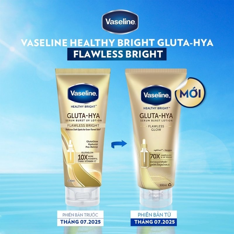 Dưỡng Thể Vaseline Sáng Da Ban Đêm Gluta-Hya Serum Burst Lotion 70X 300ml (Mẫu Mới)