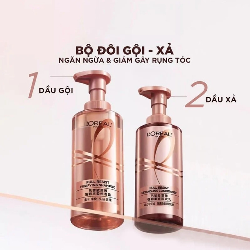 Bộ Dầu Gội Xả Ngăn Rụng Tóc L'Oeal Full Resist Purifying 440ml
