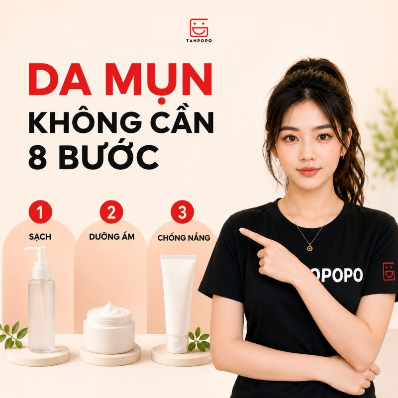 Routine tối giản 3 bước cho da dễ nổi mụn