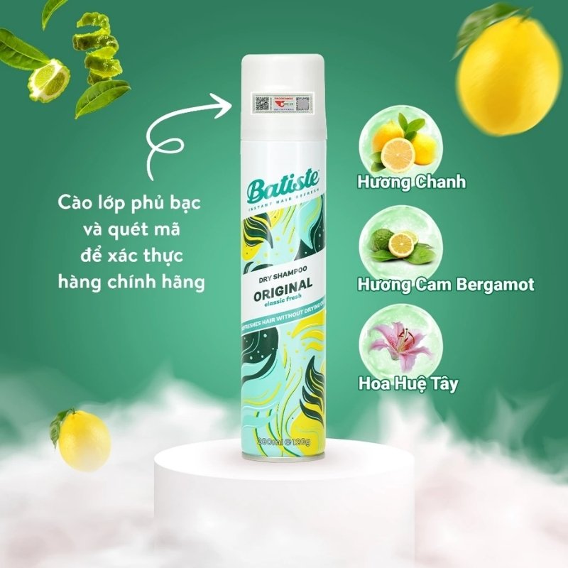 Gội Khô Batiste Dry Shampoo Original Hương Nguyên Bản