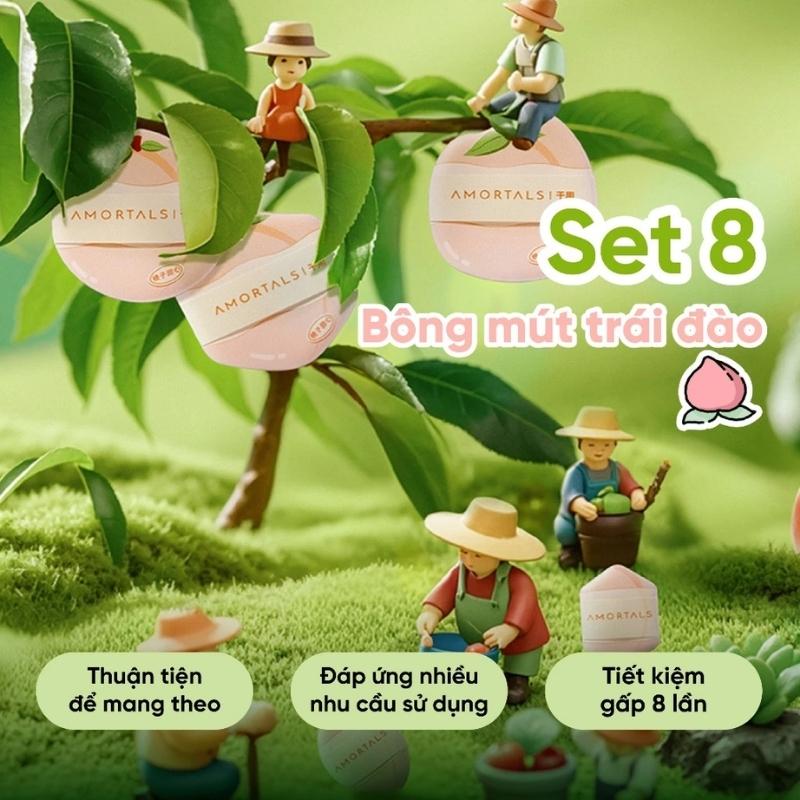 Set 8 Bông Mút Trang Điểm Amortals Peach