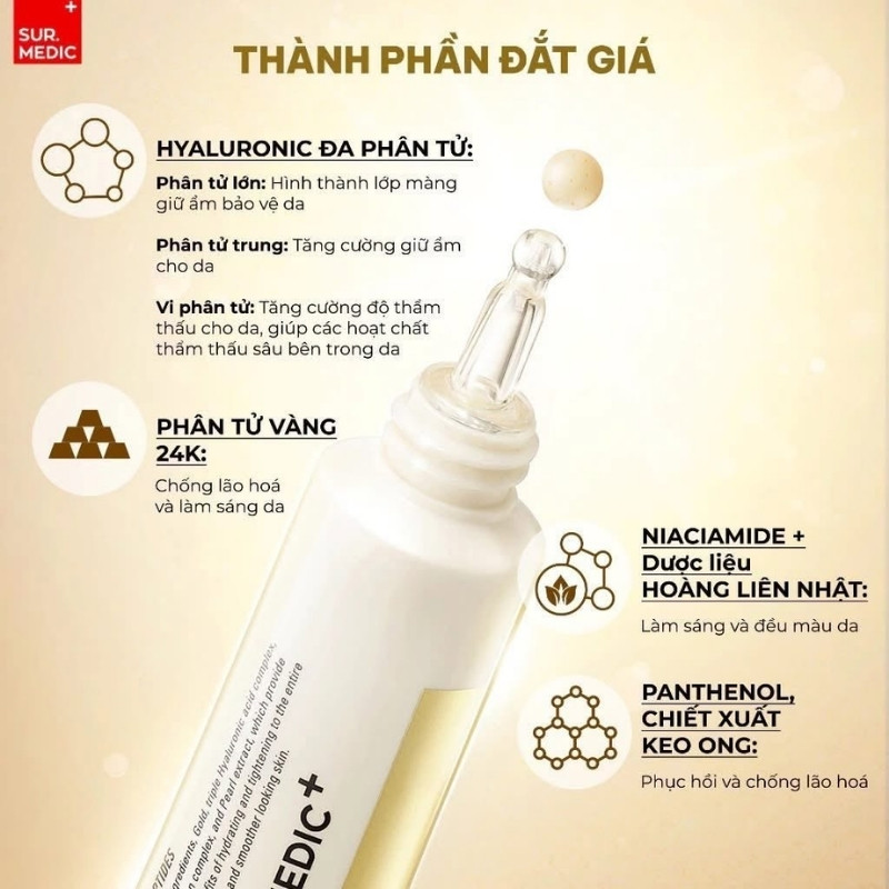 Kem Dưỡng Mắt Sur.Medic Cải Thiện Nếp Nhăn, Mờ Thâm Perfection 100™ All In One Facial Eye Cream 35ml
