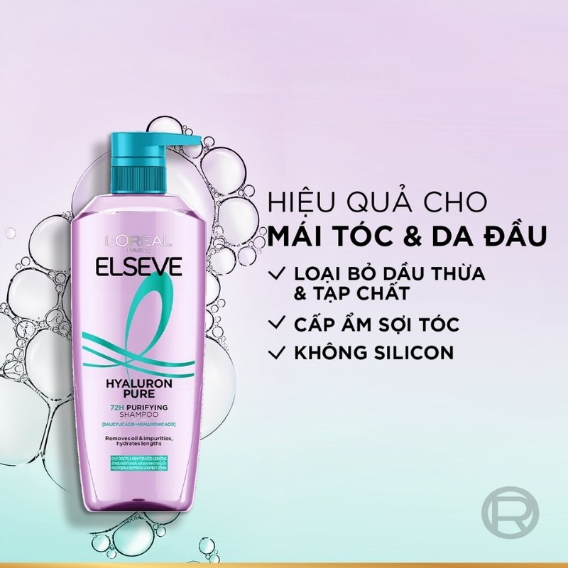 Dầu Gội Dành Cho Da Đầu Dầu L’Oréal Paris Elseve Hyaluron Pure 72H Purifying 620ml