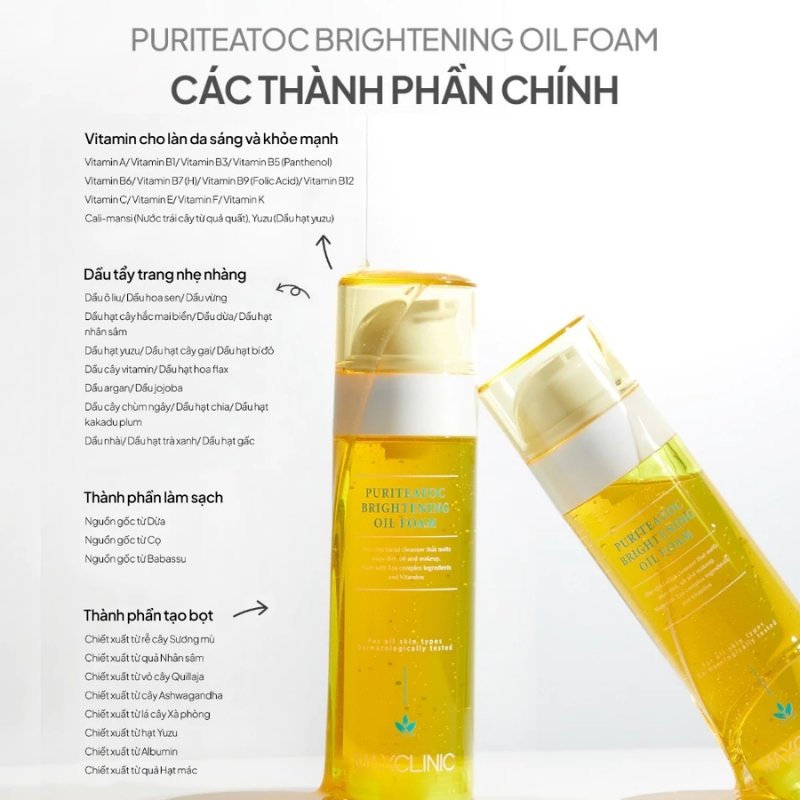 Sữa Rửa Mặt Maxclinic Puriteatoc Brightening Oil Foam Cleanser 110g