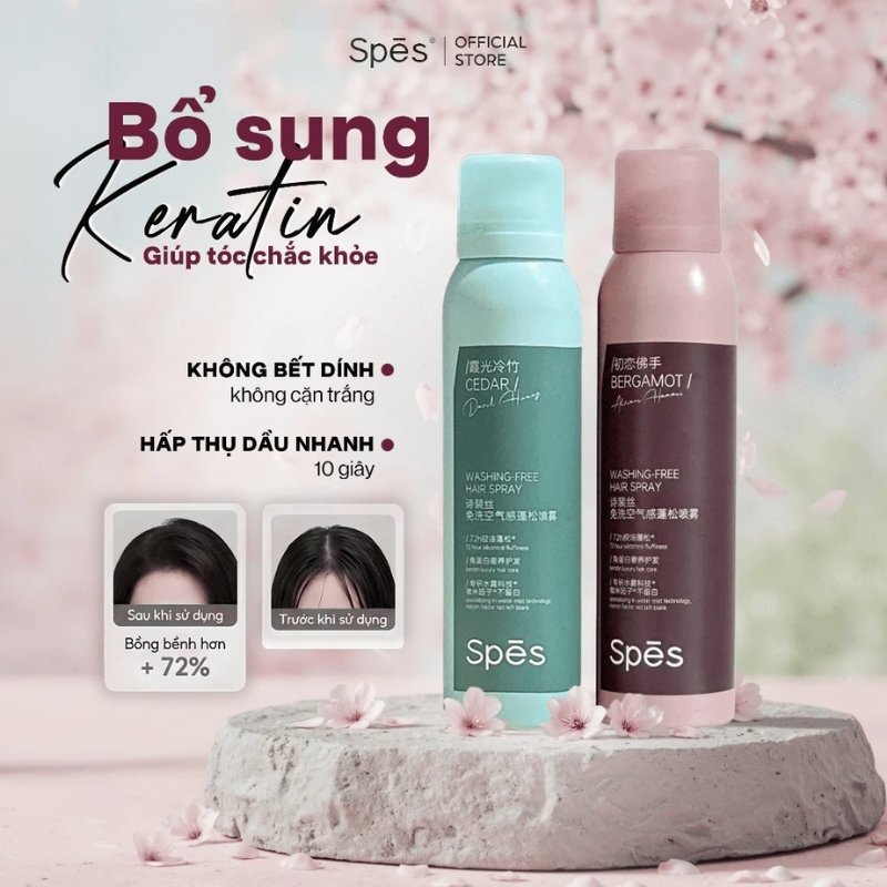Dầu Gội Khô Spes Washing Free Hair Spray 72h 150ml (Mẫu Mới)