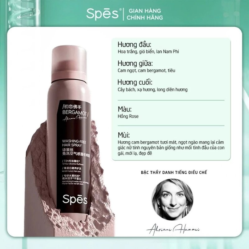 Dầu Gội Khô Spes Washing Free Hair Spray 72h 150ml (Mẫu Mới)