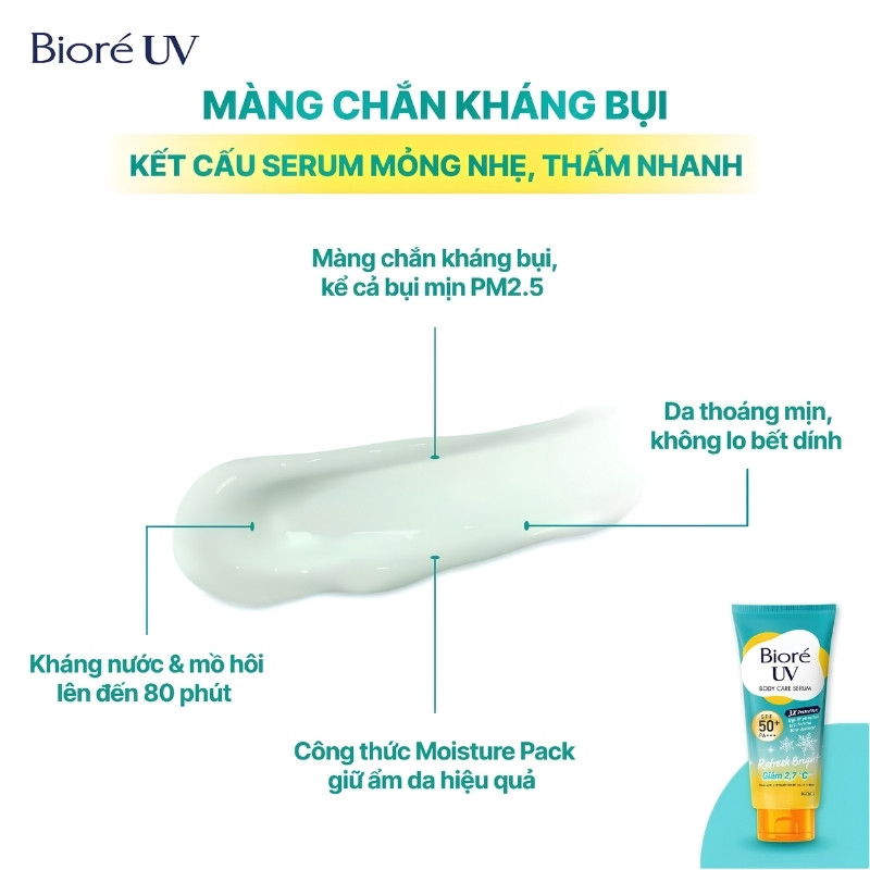 Serum Chống Nắng Dưỡng Thể Biore Sáng Mịn Mát Lạnh Tức Thì UV Body Care Serum SPF50+ (Xanh)