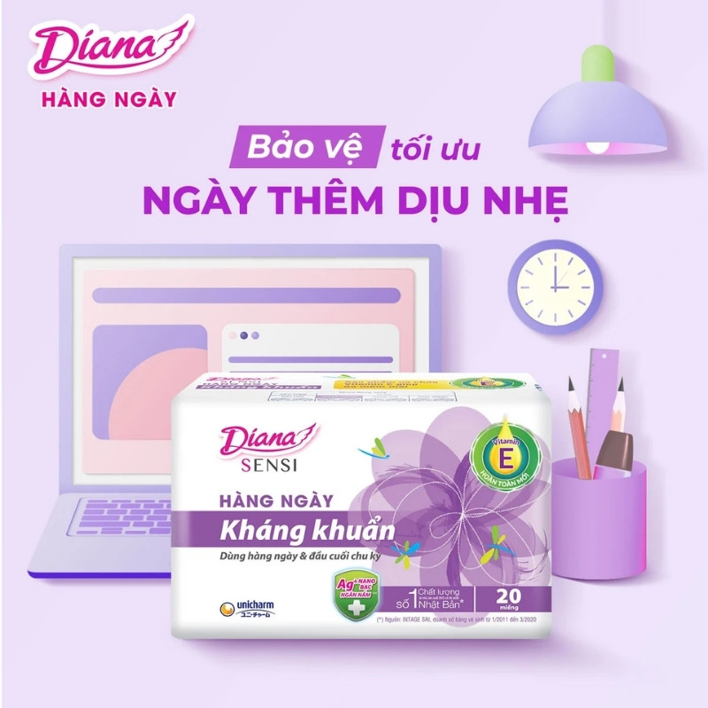 Băng Vệ Sinh Diana Sensi Kháng Khuẩn (Hàng Ngày)