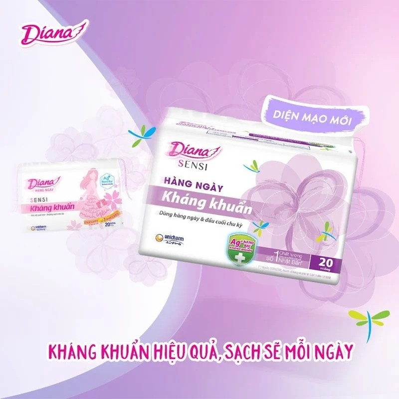 Băng Vệ Sinh Diana Sensi Kháng Khuẩn (Hàng Ngày)