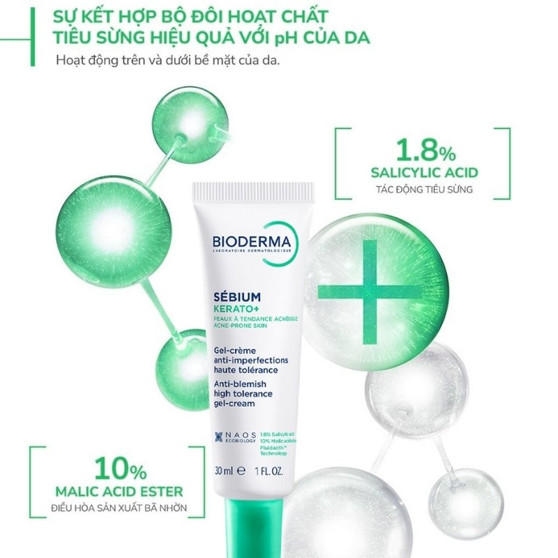 Kem Dưỡng Bioderma Giảm Mụn & Thâm Mụn Sébium Kerato+ 30ml (Mẫu Mới)
