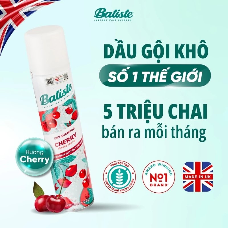 Gội Khô Batiste Dry Shampoo Cherry Hương Quả Đào
