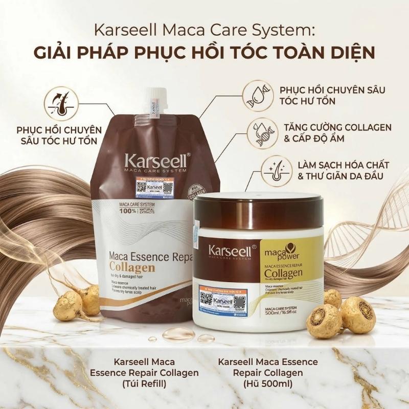 Kem Hấp Ủ Tóc Collagen Karseell Maca Care System 500ml (Dạng Hũ)
