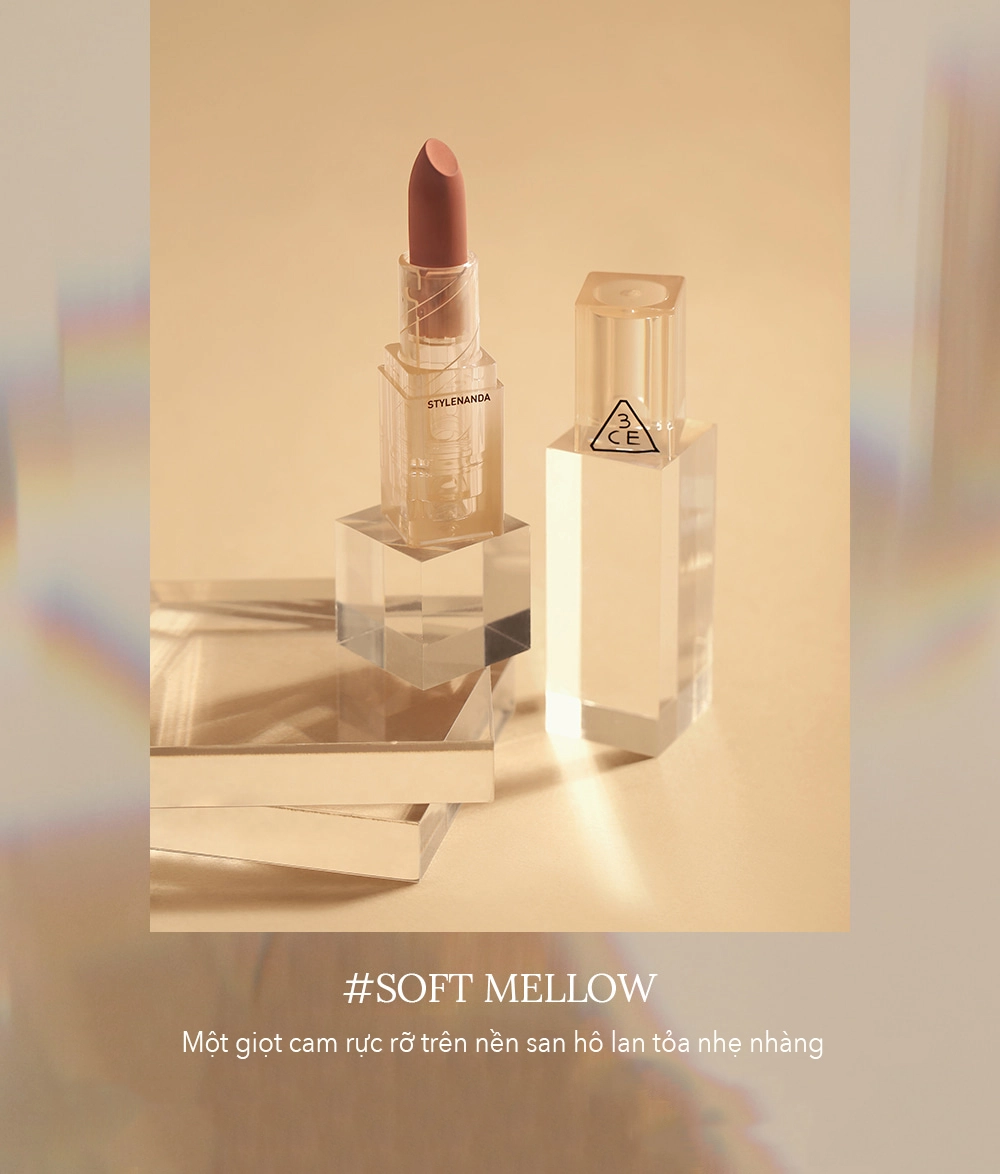 Son Thỏi 3CE Soft Matte Lipstick Warm Edition - Soft Mellow (Cam San Hô)