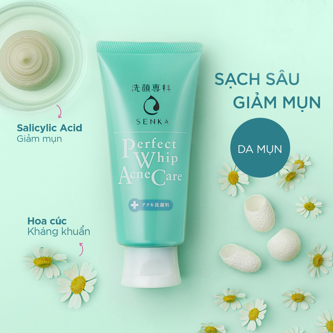 Sữa Rửa Mặt Cho Da Mụn SenKa Perfect Whip Acne Care 100g