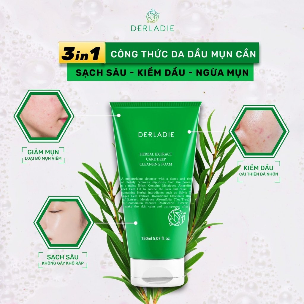 Sữa Rửa Mặt Derladie Herbal Extract Care Deep Cleansing Foam 150ml