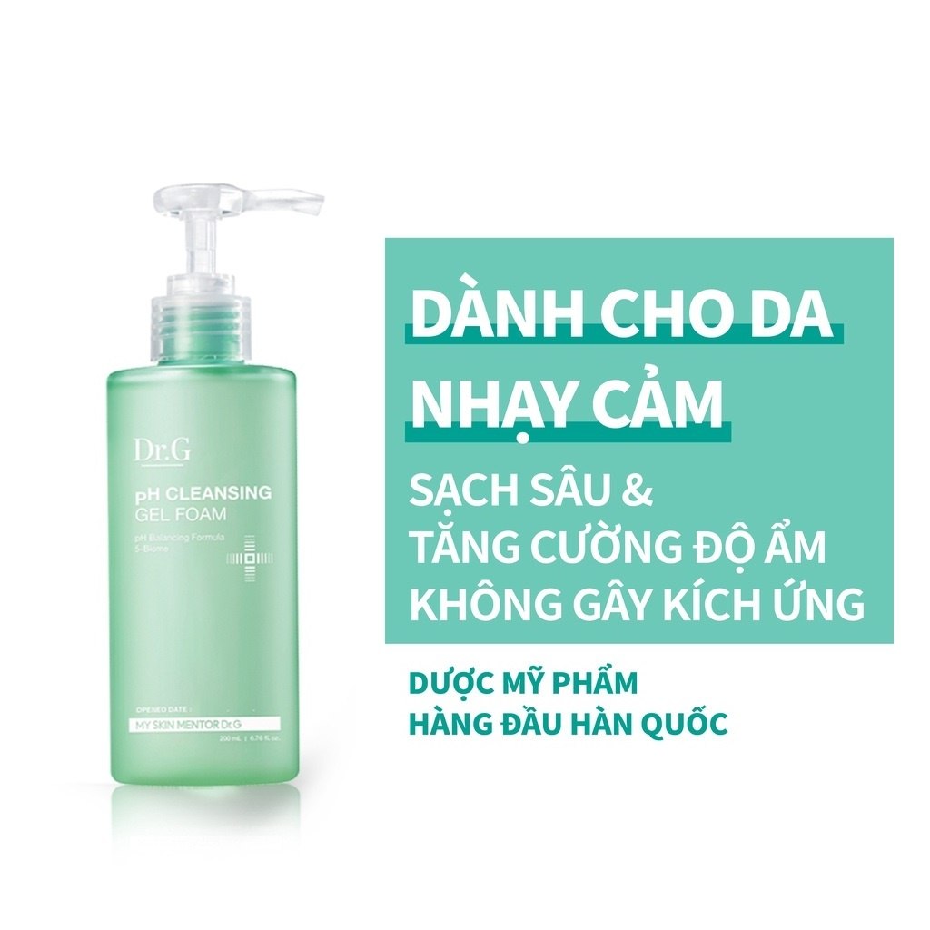 Sữa Rửa Mặt Dr.G Dịu Nhẹ pH Cleansing Gel Foam 200ml