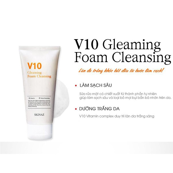 Sữa rửa mặt SKinaz V10 Gleaming Foam Cleansing 120ml