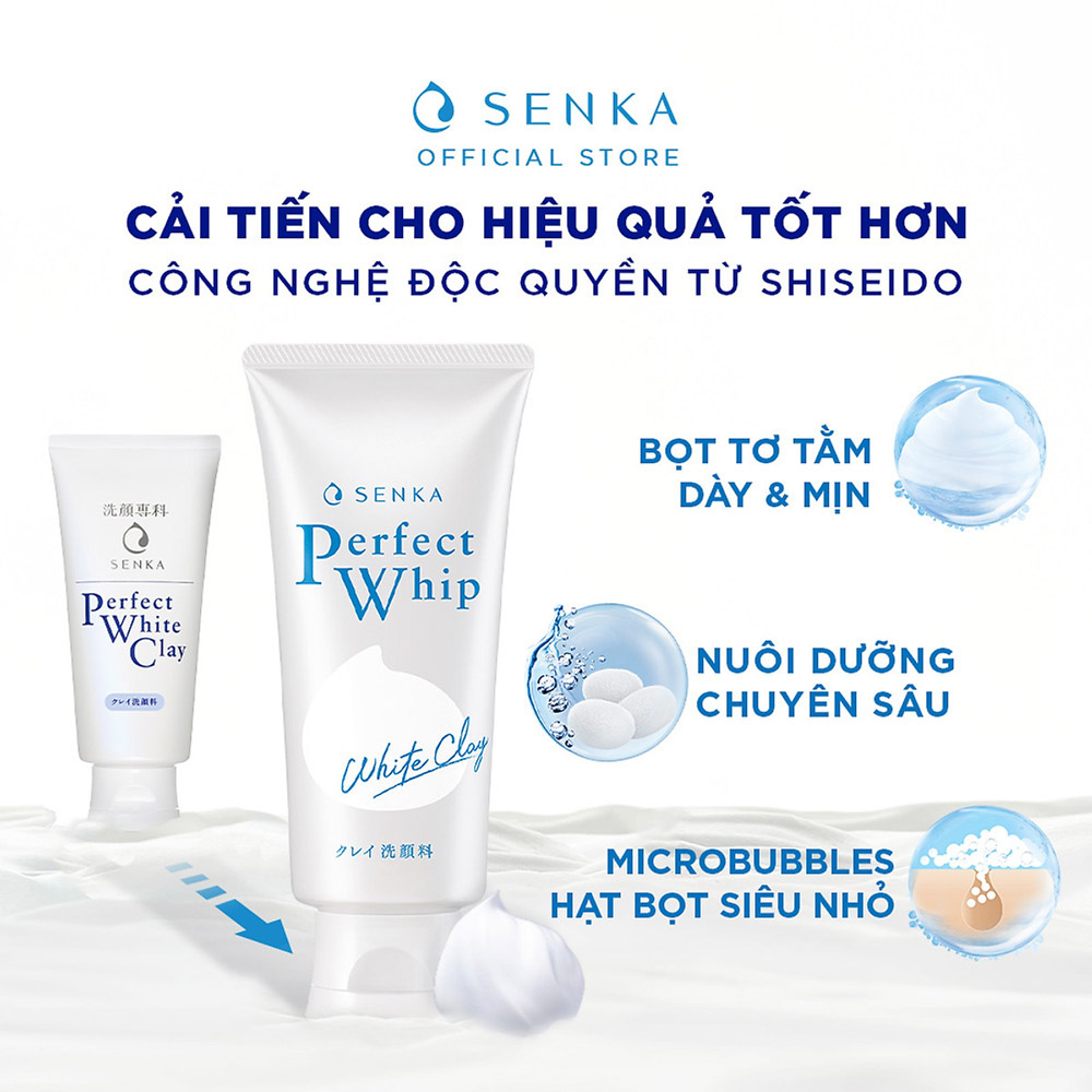 Sữa Rửa Mặt Đất Sét Trắng Senka Perfect White Clay 120g (2021)