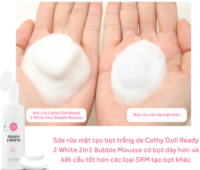 Sữa Rửa Mặt Tạo Bọt Trắng Da Cathy Doll Ready 2 White 120ml