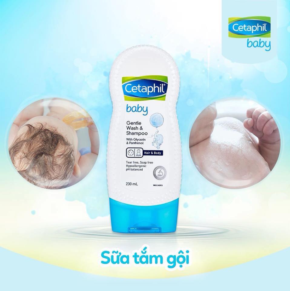 Sữa tắm gội toàn thân cho bé Cetaphil Baby Wash and Shampoo 230ml