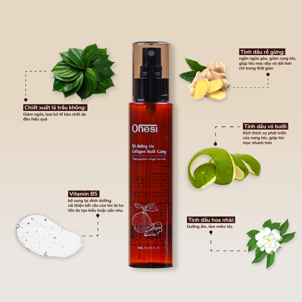Xịt Dưỡng Tóc Collagen Bưởi Gừng Ohesi 100ml