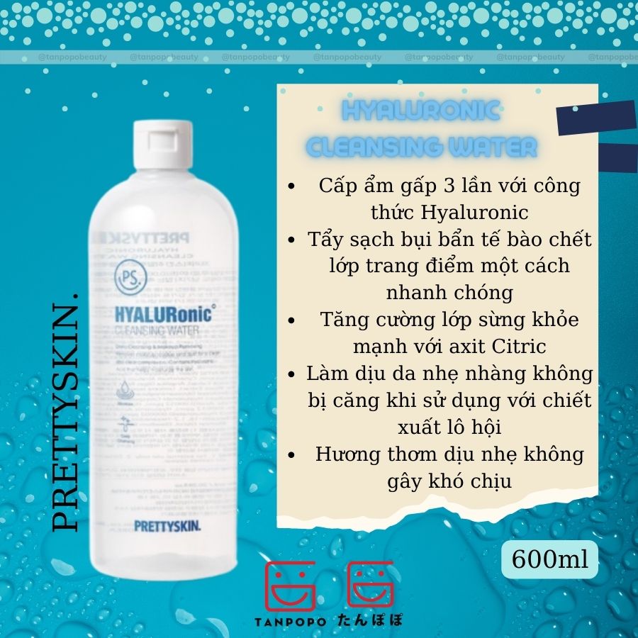 Nước Tẩy Trang PrettySkin Hyaluronic Cleansing Water 600ml