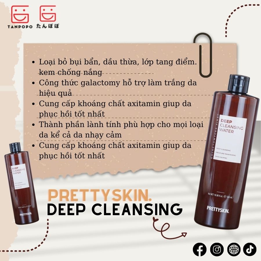 Nước Tẩy Trang PrettySkin Deep Cleansing Water 500ml