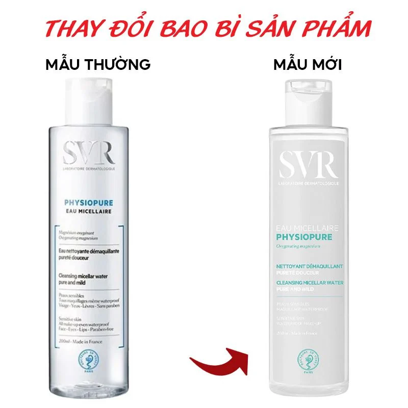 Nước Tẩy Trang SVR Micellar Dành Cho Da Nhạy Cảm Physiopure Eau Micellaire 200ml (Nhập Khẩu) (Mẫu Mới)