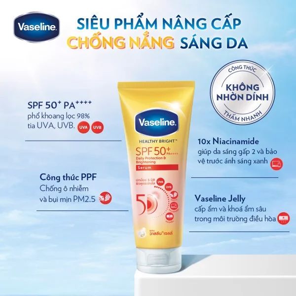 Tinh Chất Dưỡng Thể Vaseline Chống Nắng Sáng Da Healthy Bright Daily Protection & Brightening Serum SPF50+