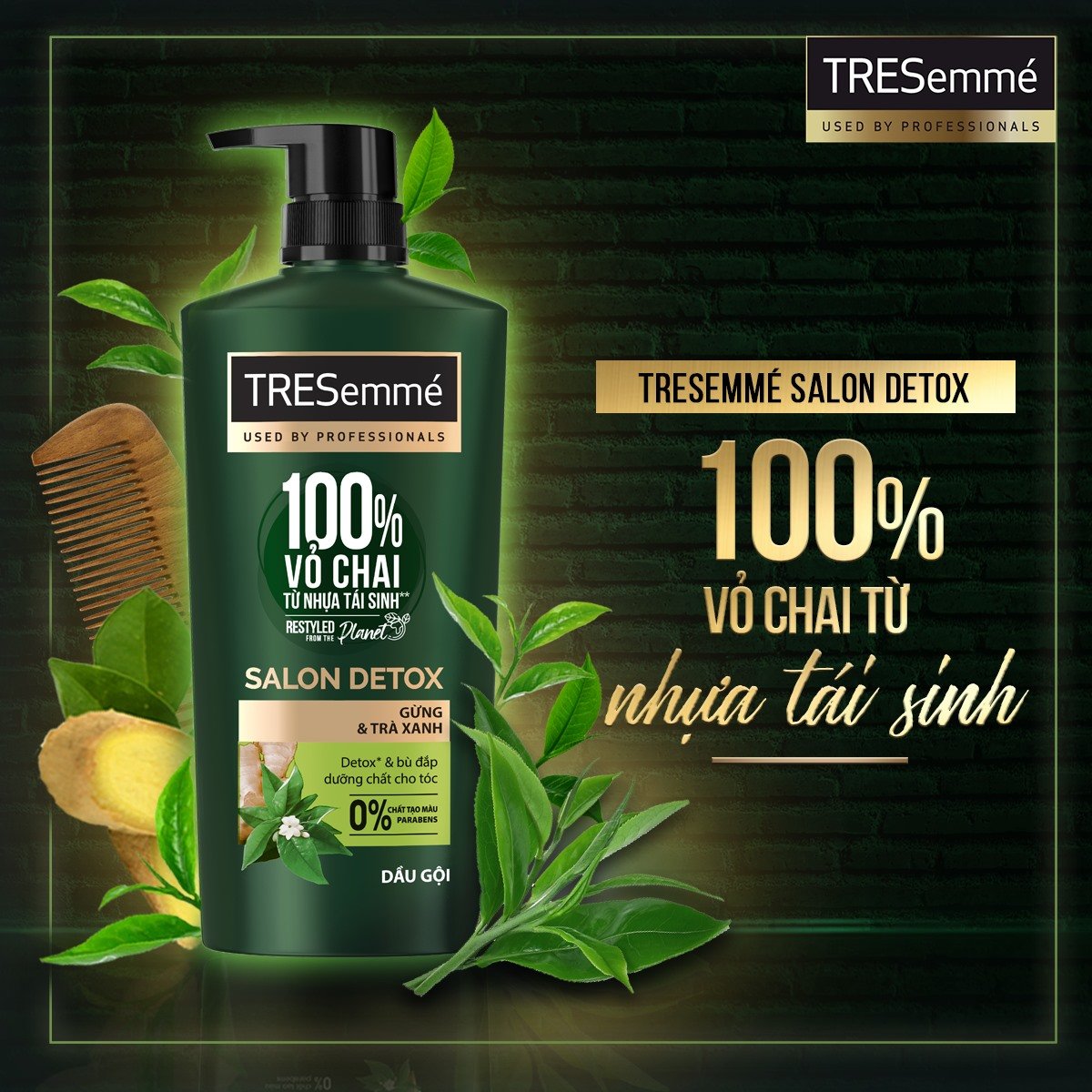 Dầu Gội Tresemme Salon Detox Gừng & Trà Xanh (Xanh) 640g