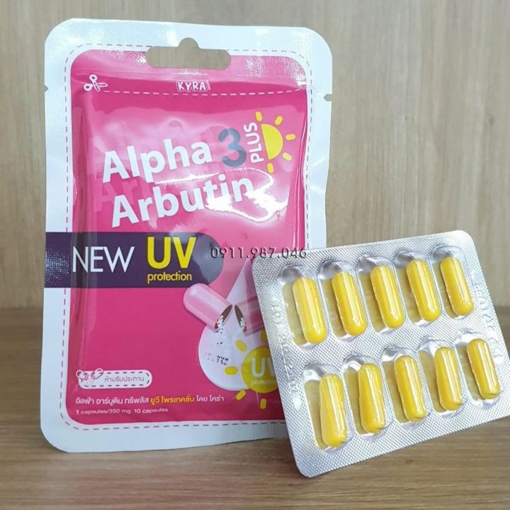 Viên Kích Trắng Chống Nắng Kyra Alpha Arbutin 3 Plus (Sản Phẩm Dùng Ngoài Da, Không Được Uống)