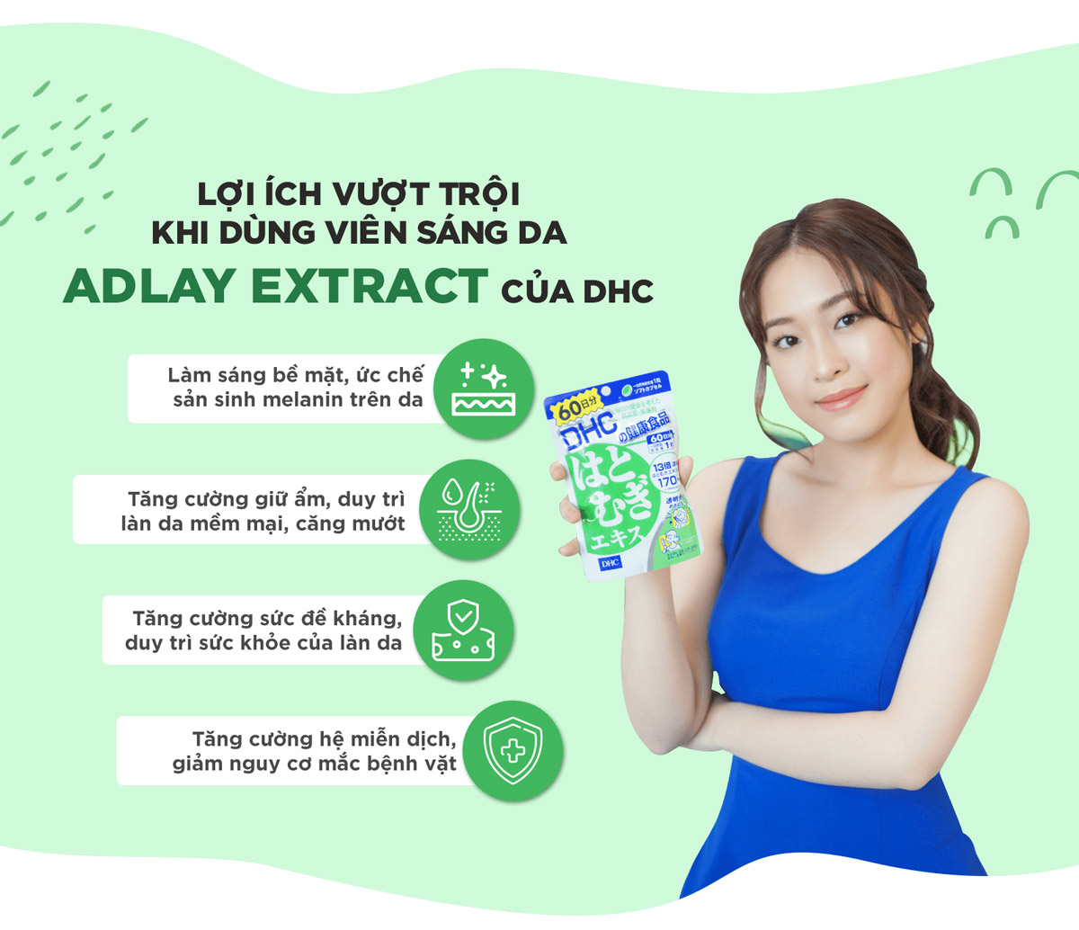 Viên Uống DHC Chiết Xuất Ý Dĩ Làm Trắng Da Adlay Extract Supplement (Nội Địa) - 20 Ngày