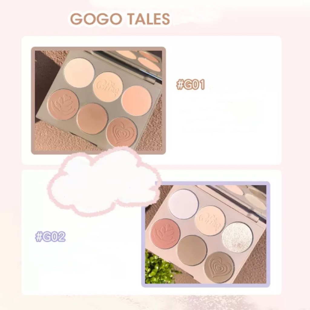 Bảng Phấn Tạo Khối Và Bắt Sáng 6 Ô Gogo Tales Nude Light Shadow Highlight Contouring Disc