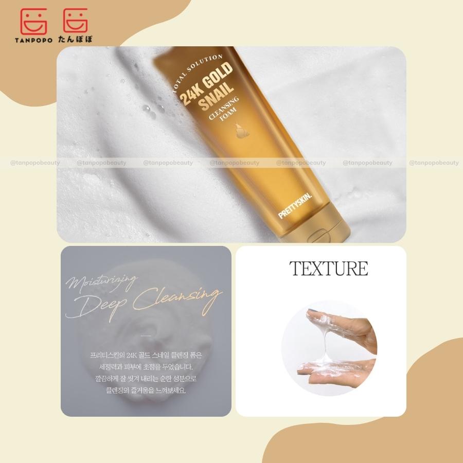 Sữa Rửa Mặt PrettySkin Total Solution 24K Gold Snail Cleansing Foam 150ml