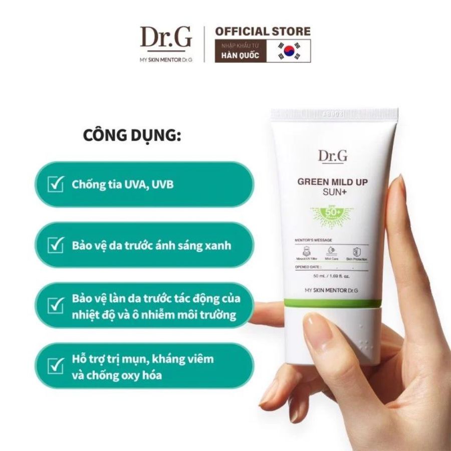 Kem Chống Nắng Cho Da Nhạy Cảm Dr.G Green Mild Up Sun+ SPF50+ 50ml