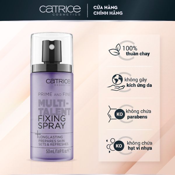 Xịt Khoáng Khóa Nền Catrice Prime And Fine Multitalent Fixing Spray 50ml (Mẫu Mới) (Nhập Khẩu)