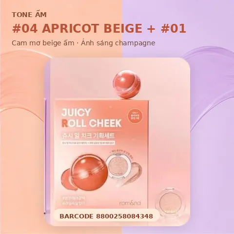 Set Má Kem Và Bắt Sáng Romand Juicy Roll Cheek (Olive Young Limited Edition) (HSD 02/2028)