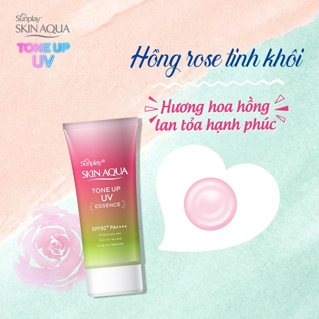 Tinh Chất Chống Nắng Sunplay Skin Aqua Tone Up UV Essence Happiness Aura Rose 50g