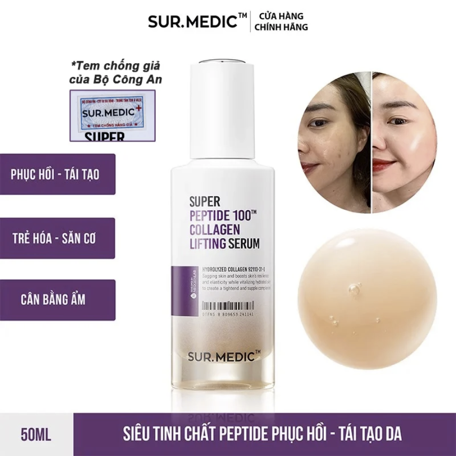 Tinh Chất Sur.Medic Phục Hồi Tái Tạo Da Hư Tổn Super Peptide 100™ Collagen Lifting