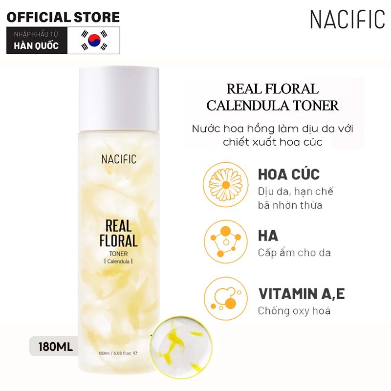 Nước Cân Bằng Nacific Hoa Cúc Dưỡng Ẩm, Làm Dịu Da Real Floral Toner Calendula 180ml