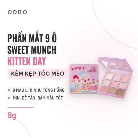 Bảng Phấn Mắt Odbo 9 Ô Sweet Munch Eyeshadow Palette OD2024 - Kitten Day