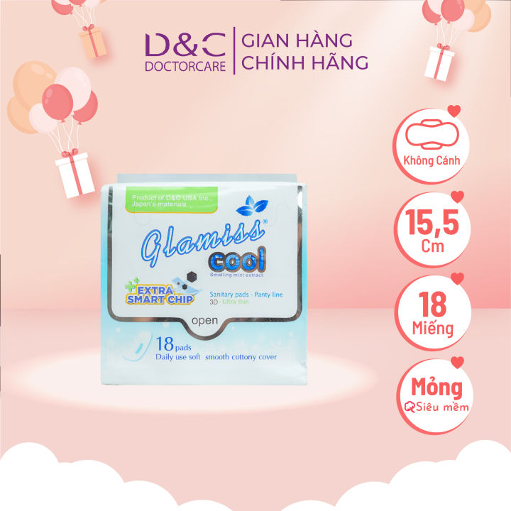 Băng Vệ Sinh Doctor Care Thảo Dược Glamiss Cool Extra Smart Chip 18 Miếng (Hàng Ngày)