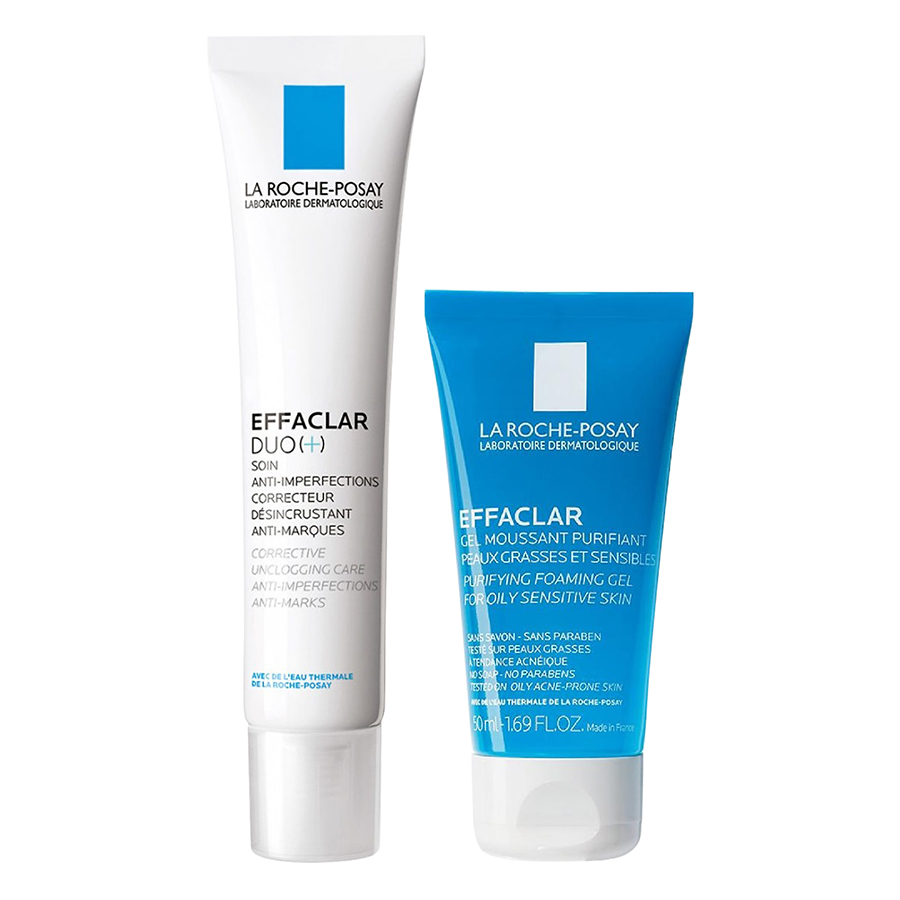 Bộ Sản Phẩm Giảm Mụn Trong 12h La Roche-Posay (Gel Rửa Mặt Effaclar Gel 50ml + Kem Dưỡng Effaclar Duo+ 40ml)