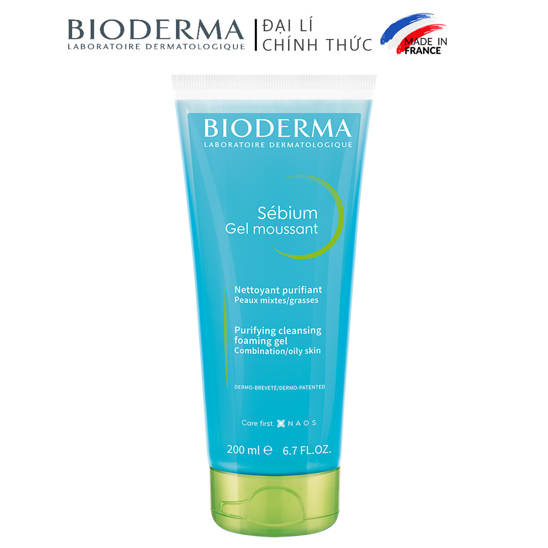 Gel Rửa Mặt Cho Da Dầu & Hỗn Hợp Bioderma Sébium Gel Moussant 200ml (Dạng Tuýp)