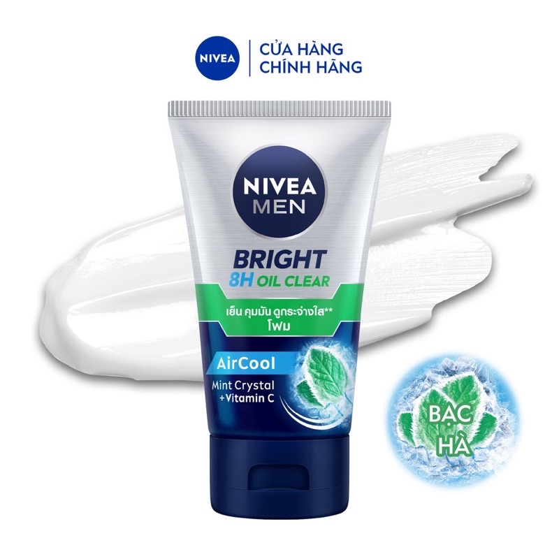 Sữa rửa mặt Nivea Men Bright 8h Oil Clear 100g