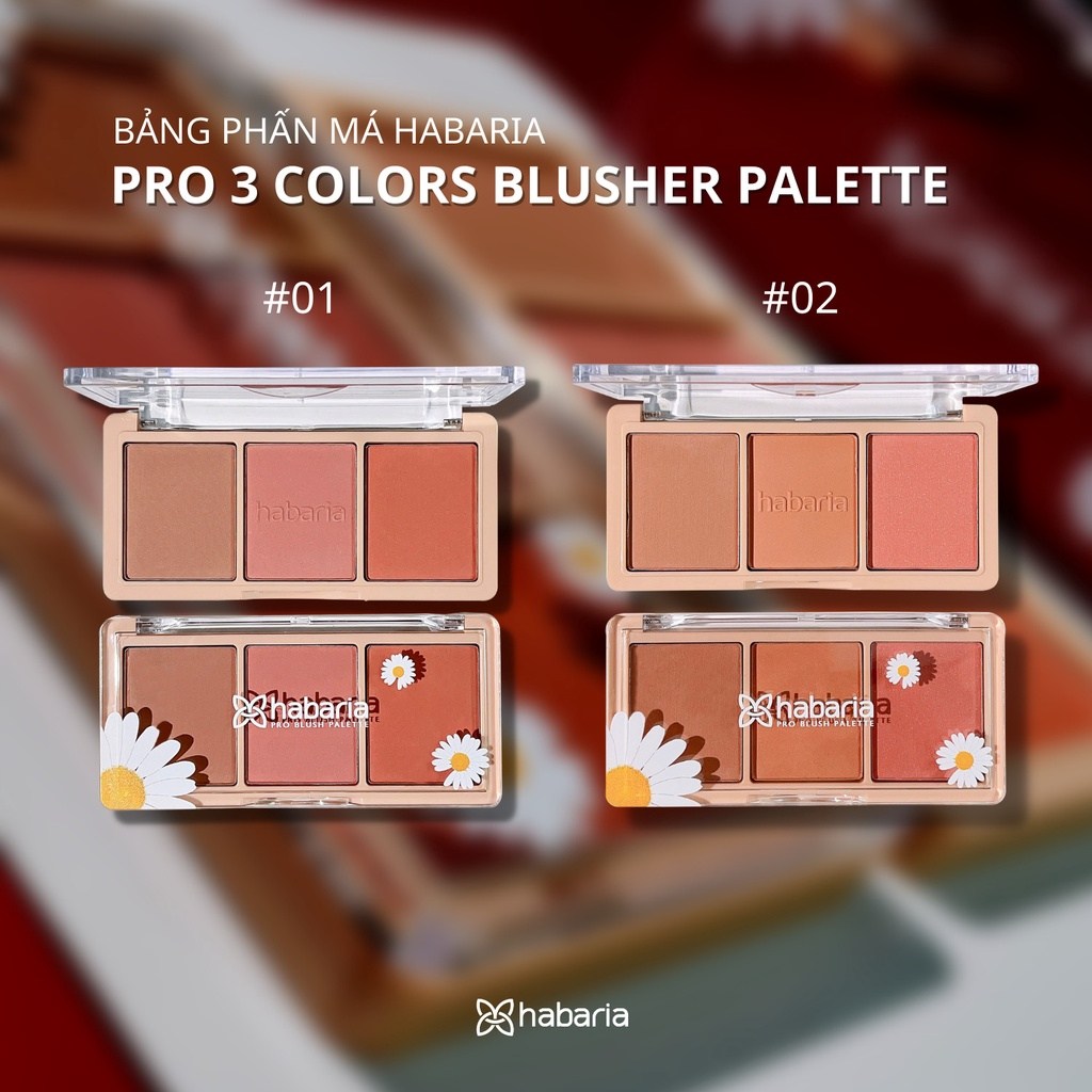 Bảng Phấn Má 3 Ô Habaria Pro 3 Colors Blusher Palette 12g