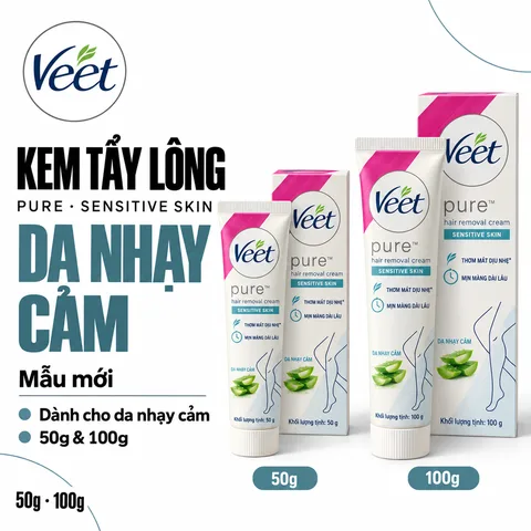 Kem Tẩy Lông Veet Pure Hair Removal Cream - Sensitive Skin Da Nhạy Cảm (Mẫu Mới)